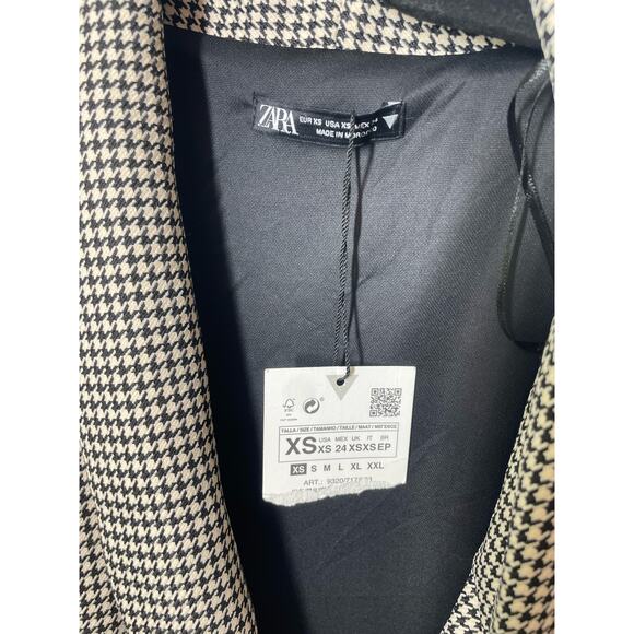 Zara Houndstooth Blazer Dress Faux Wrap Mini Short Bling NWT XS Blogger Favorite - Picture 5 of 7